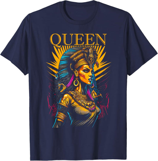 Egyptian Queen Pharaoh Ancient Egypt Couples Kemet T-Shirt - T-Shirt | Navy