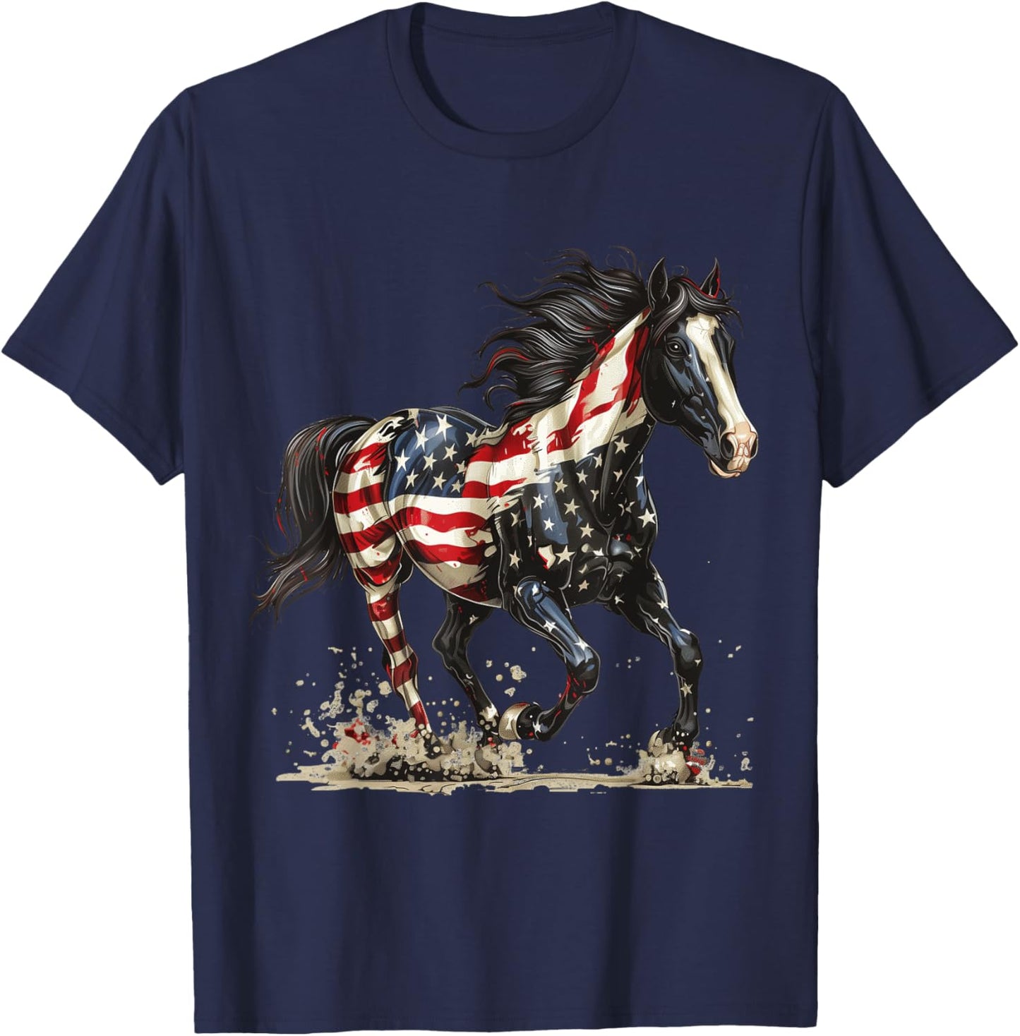 Patriotic Horse USA Flag Vintage Horse 4th of July T-Shirt - T-Shirt | Navy