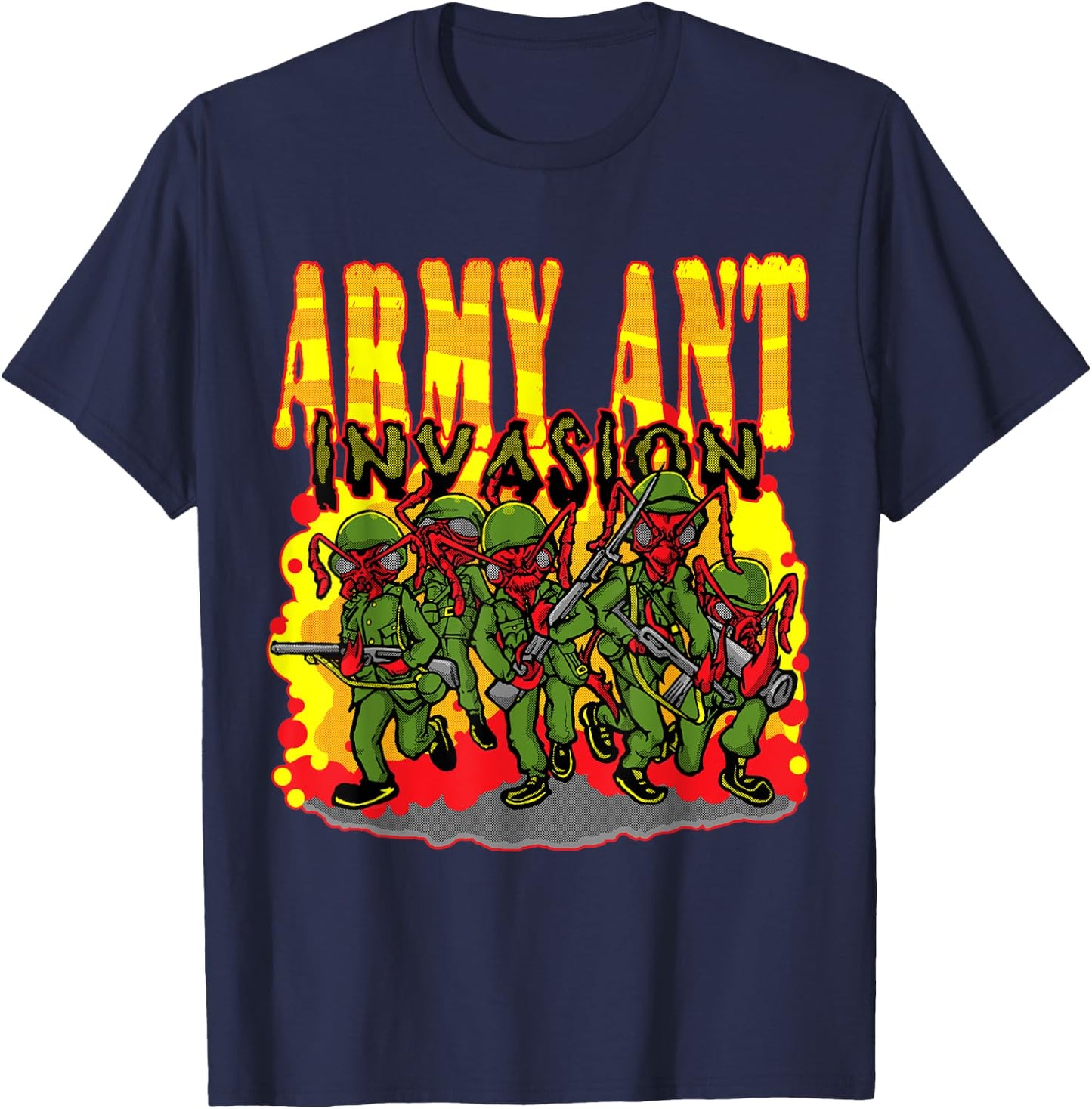 Army Ant Invasion a Horror Sci-Fi and Comic Fan T-Shirt - T-Shirt | Navy
