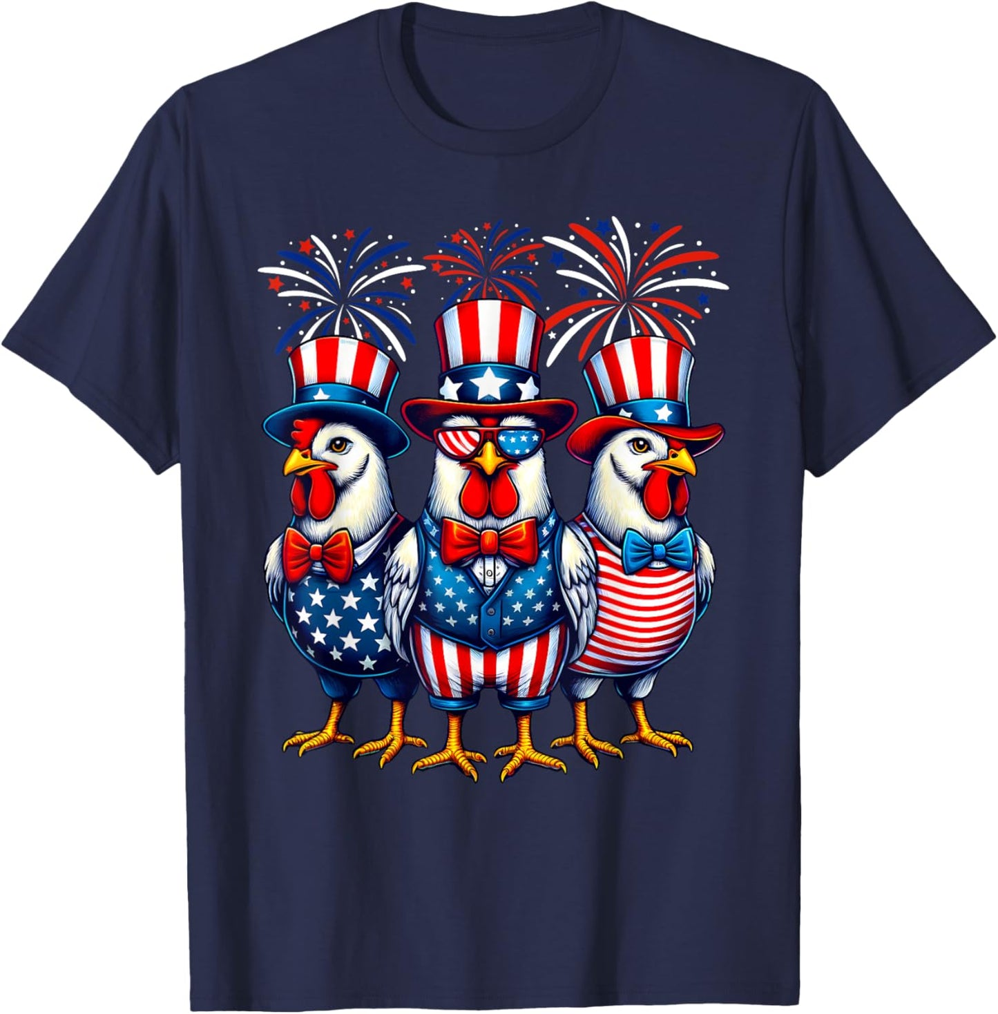 Patriotic Chicken USA Flag Chicken Lover 4th of July T-Shirt - T-Shirt | Navy