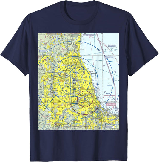 Aeronautical VFR Sectional Chart - Chicago T-Shirt - T-Shirt | Navy