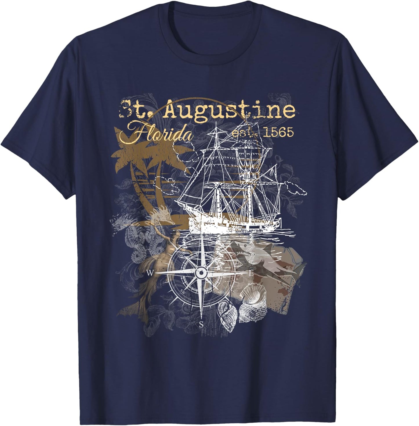 Vintage St Augustine Florida Shirt Old Historic 1565 T-Shirt - T-Shirt | Navy