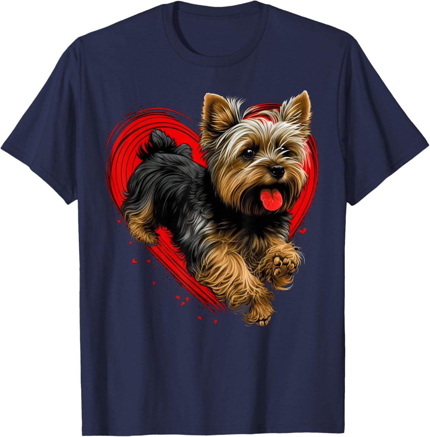 Cute Yorkshire Terrier Dog on Yorkshire Terrier Lover T-Shirt - T-Shirt | Navy