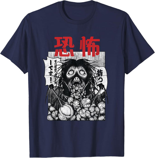 Japanese Horror, Yurei, Japanese Onryo, Horror Manga T-Shirt - T-Shirt | Navy