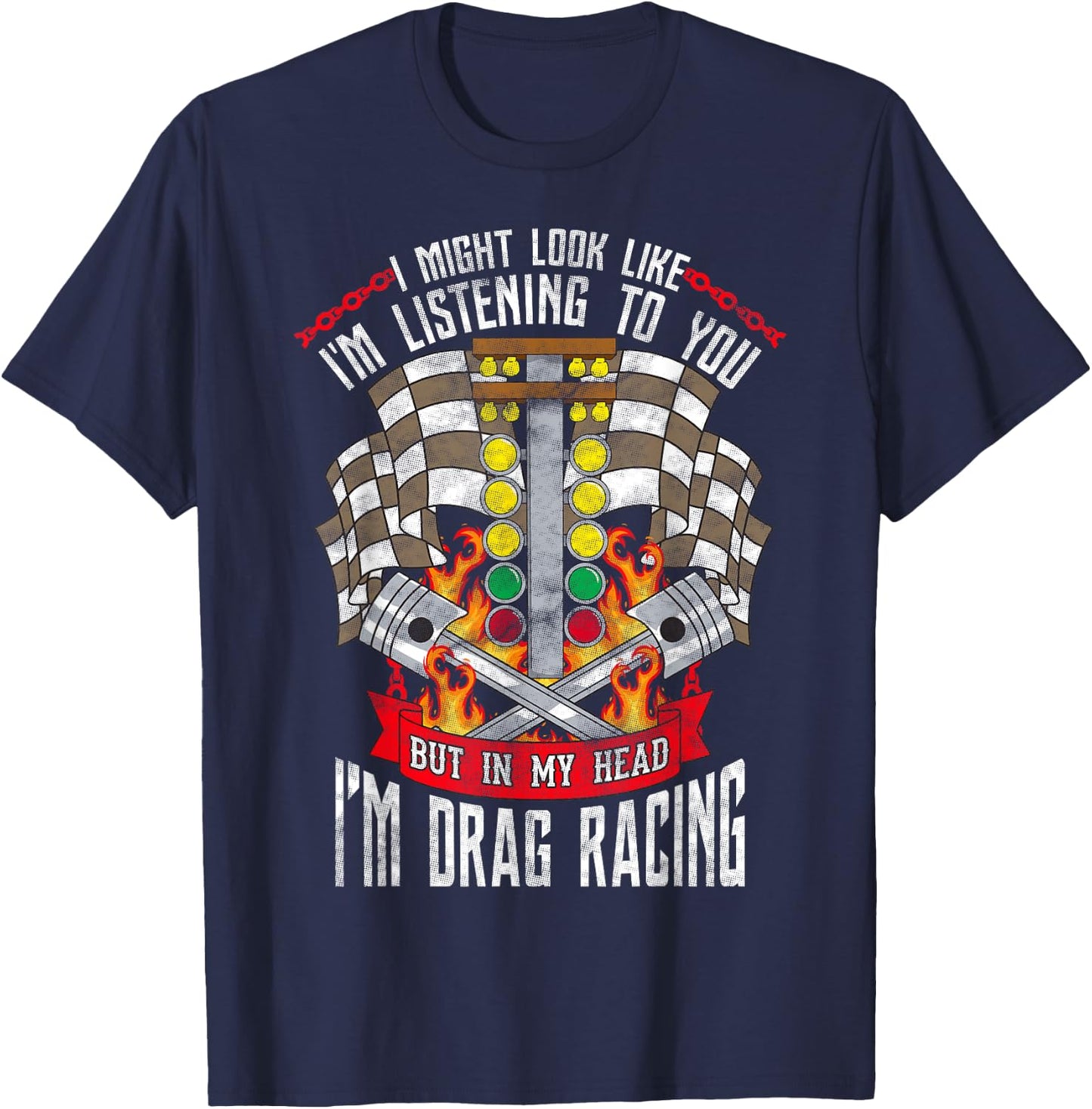 In My Head I'm Drag Racing Funny Car T-Shirt - T-Shirt | Navy