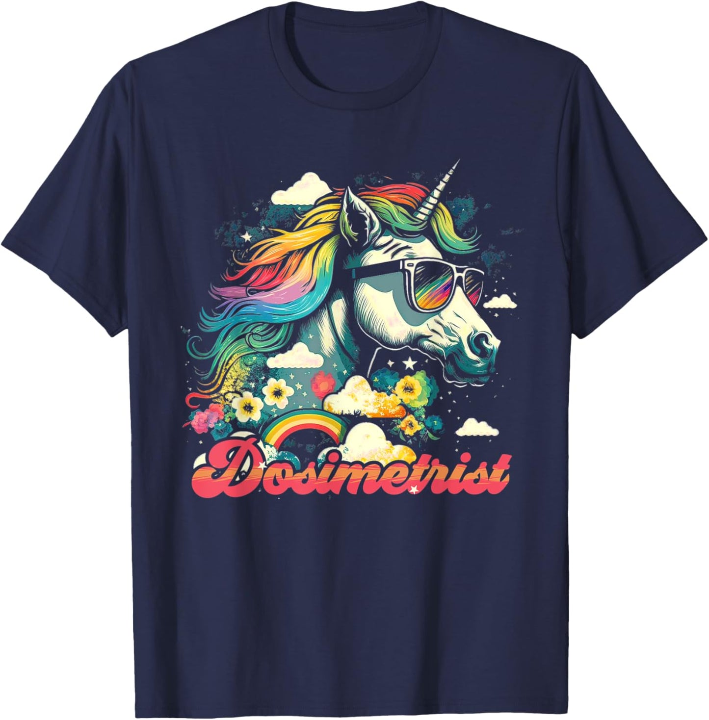 Rainbow Unicorn Dosimetrist | Dosimetry T-Shirt - T-Shirt | Navy
