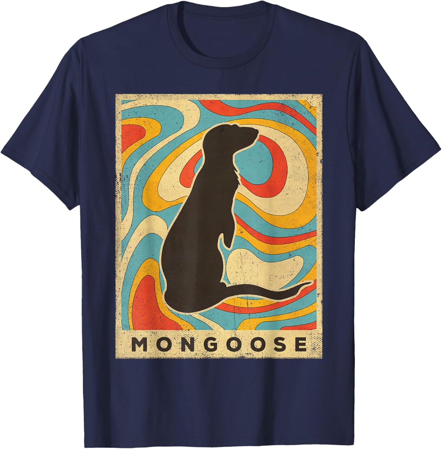 Vintage Mongoose Lover Animal Retro Style T-Shirt - T-Shirt | Navy