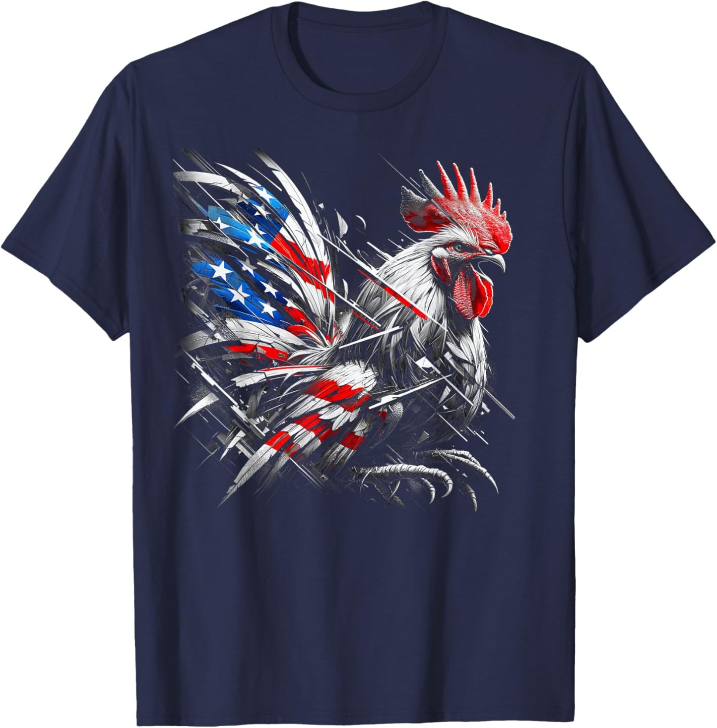 American Flag Rooster Chicken 4th of July Animal T-Shirt - T-Shirt | Navy