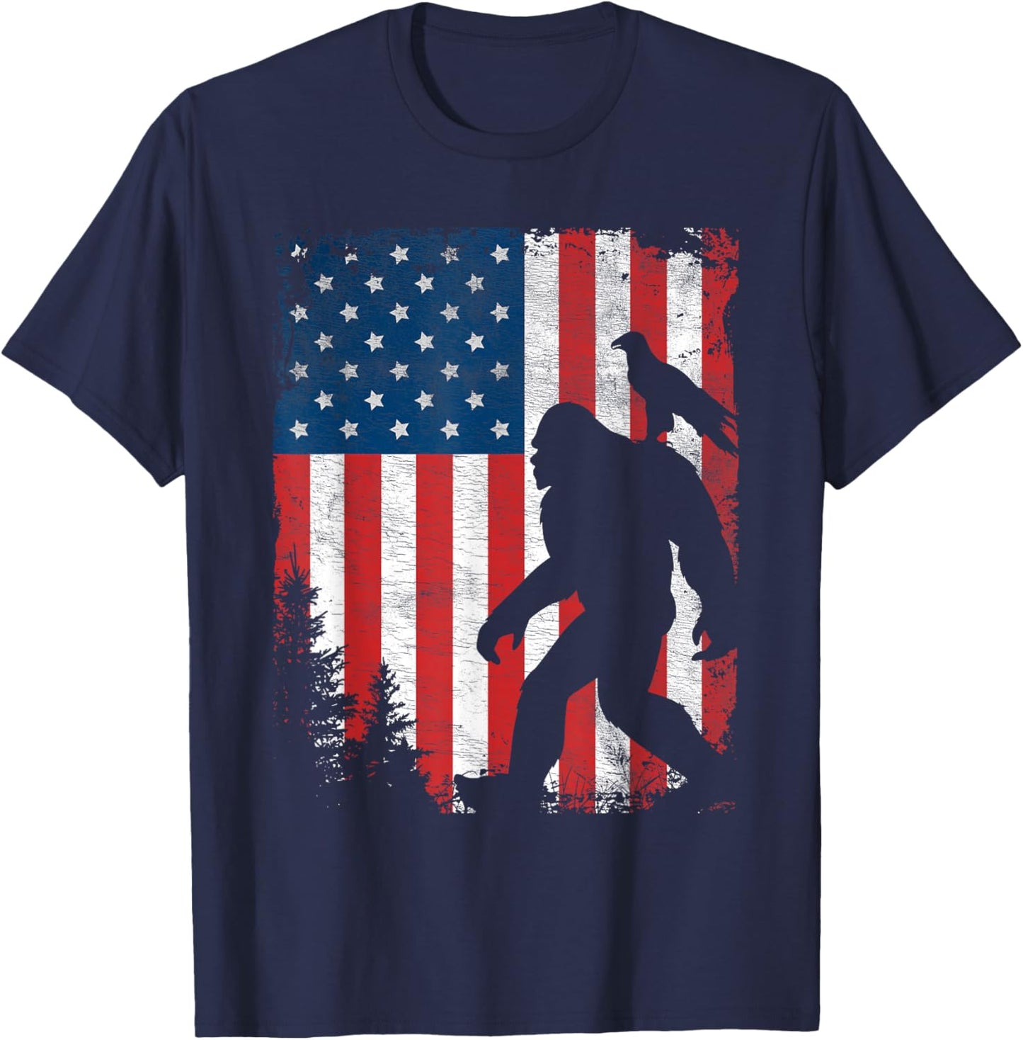 Bigfoot 4th of July American Eagle USA Flag Patriotic Kids T-Shirt - T-Shirt | Navy