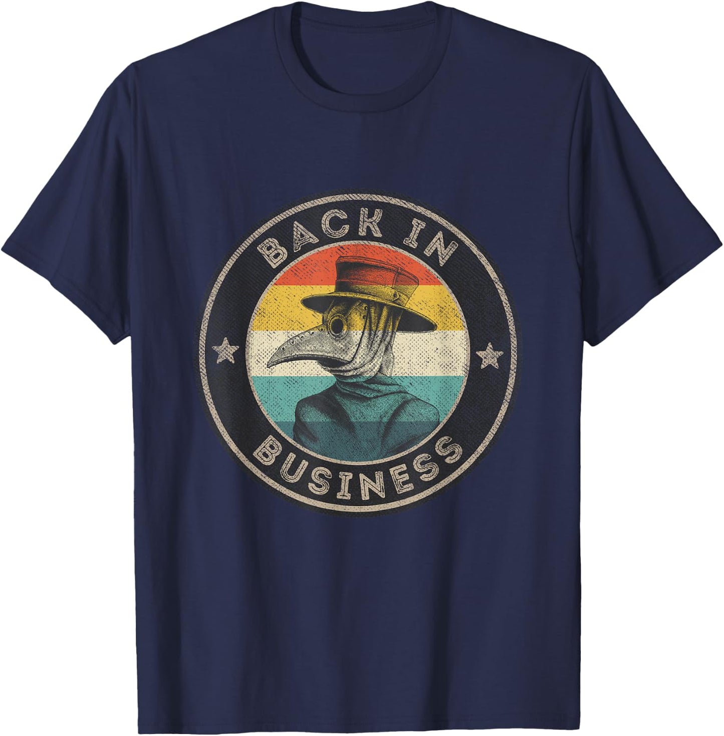 Wear A Mask Plague Doctor Vintage Retro Back In Business T-Shirt - T-Shirt | Navy