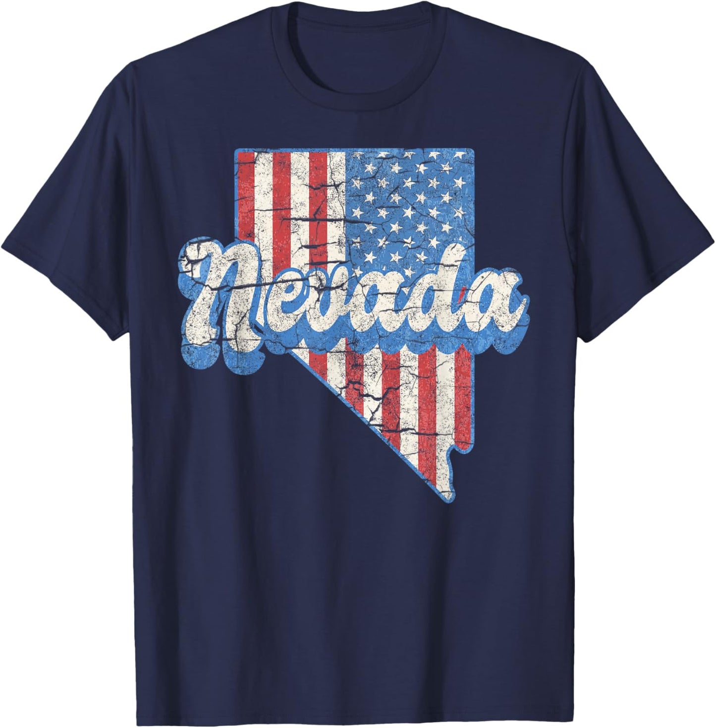 Silver Nevada State NV Vacation US Flag Camping Hiking T-Shirt - T-Shirt | Navy