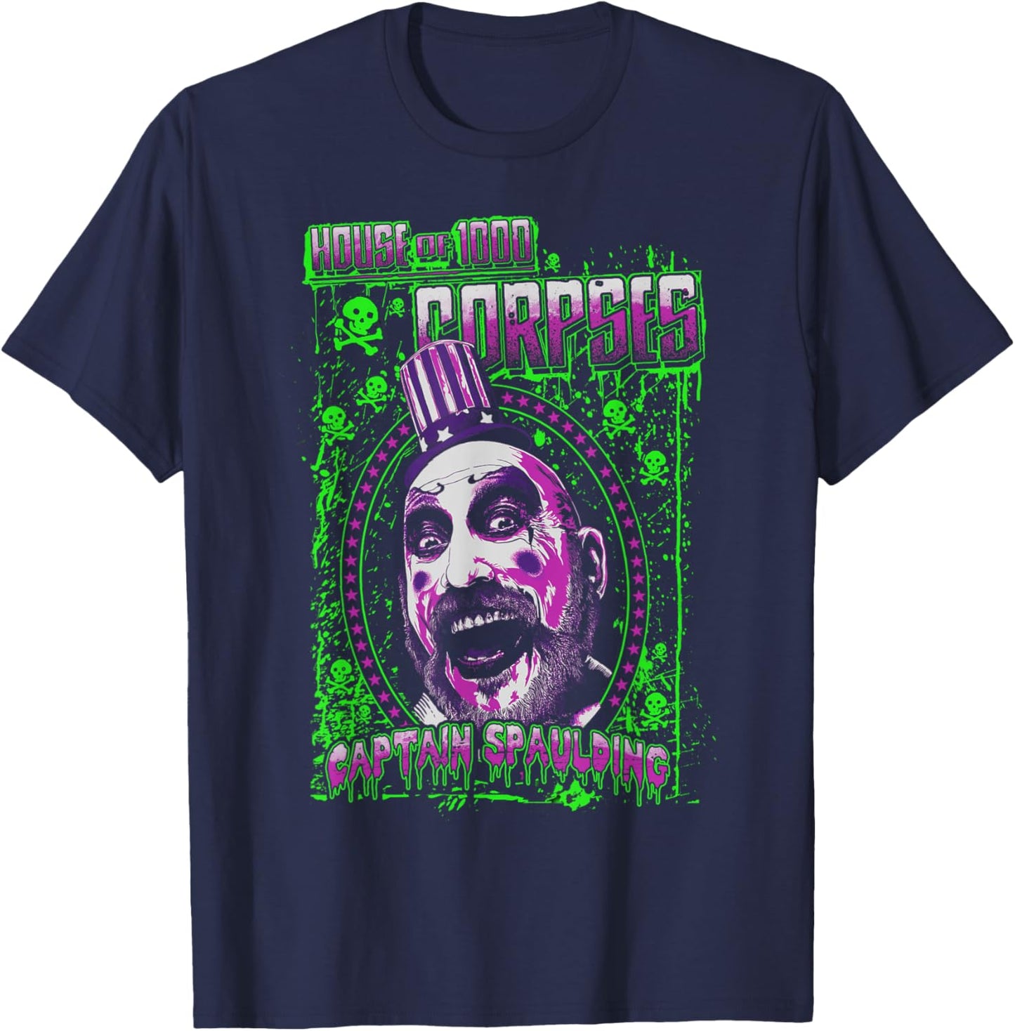 Rob Zombie – Captain Spaulding Green Splatter T-Shirt - T-Shirt | Navy