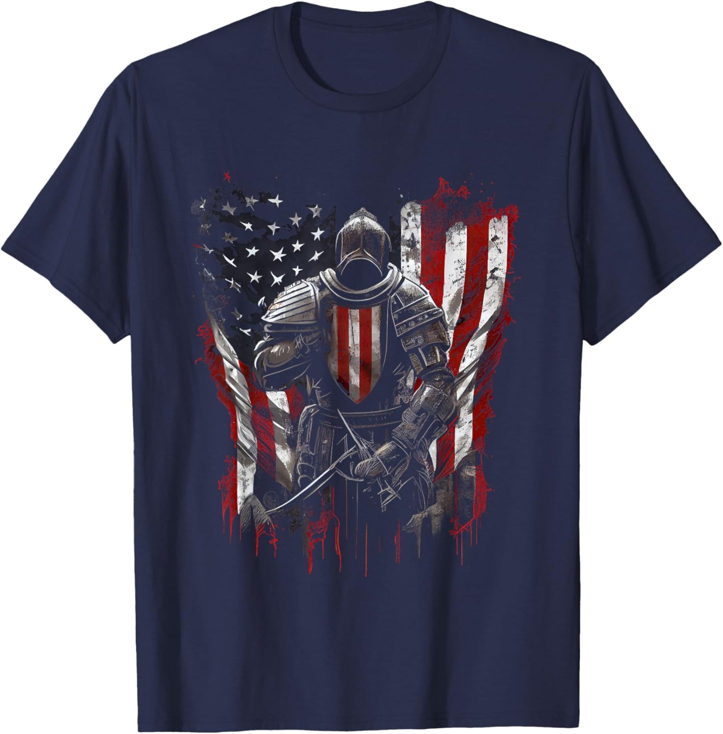 Crusader Templar Kneeling Crusader Templar Warrior Of Christ T-Shirt - T-Shirt | Navy