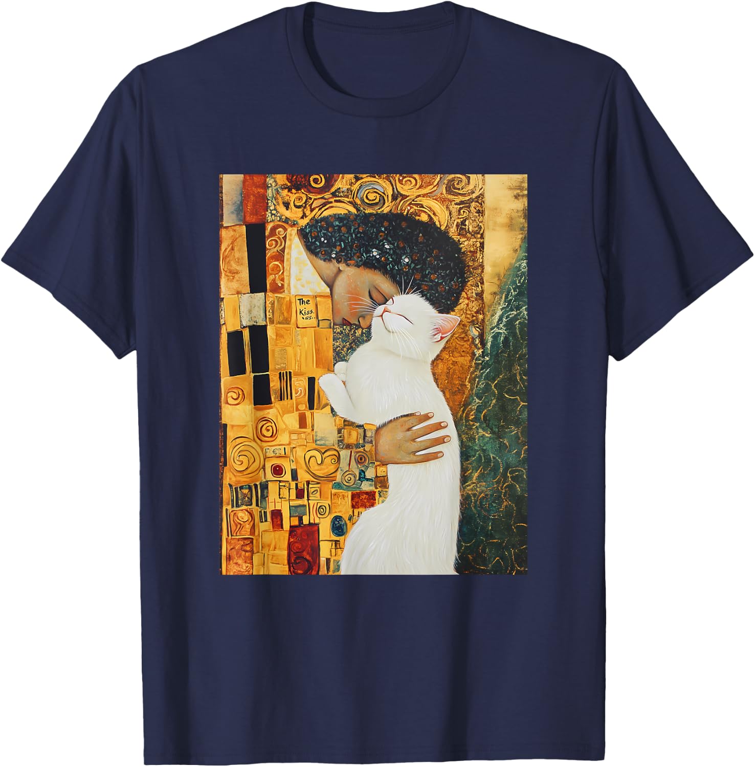 Klimt’s The Kiss Cat Lover Parody Klimt Style Women T-Shirt - T-Shirt | Navy