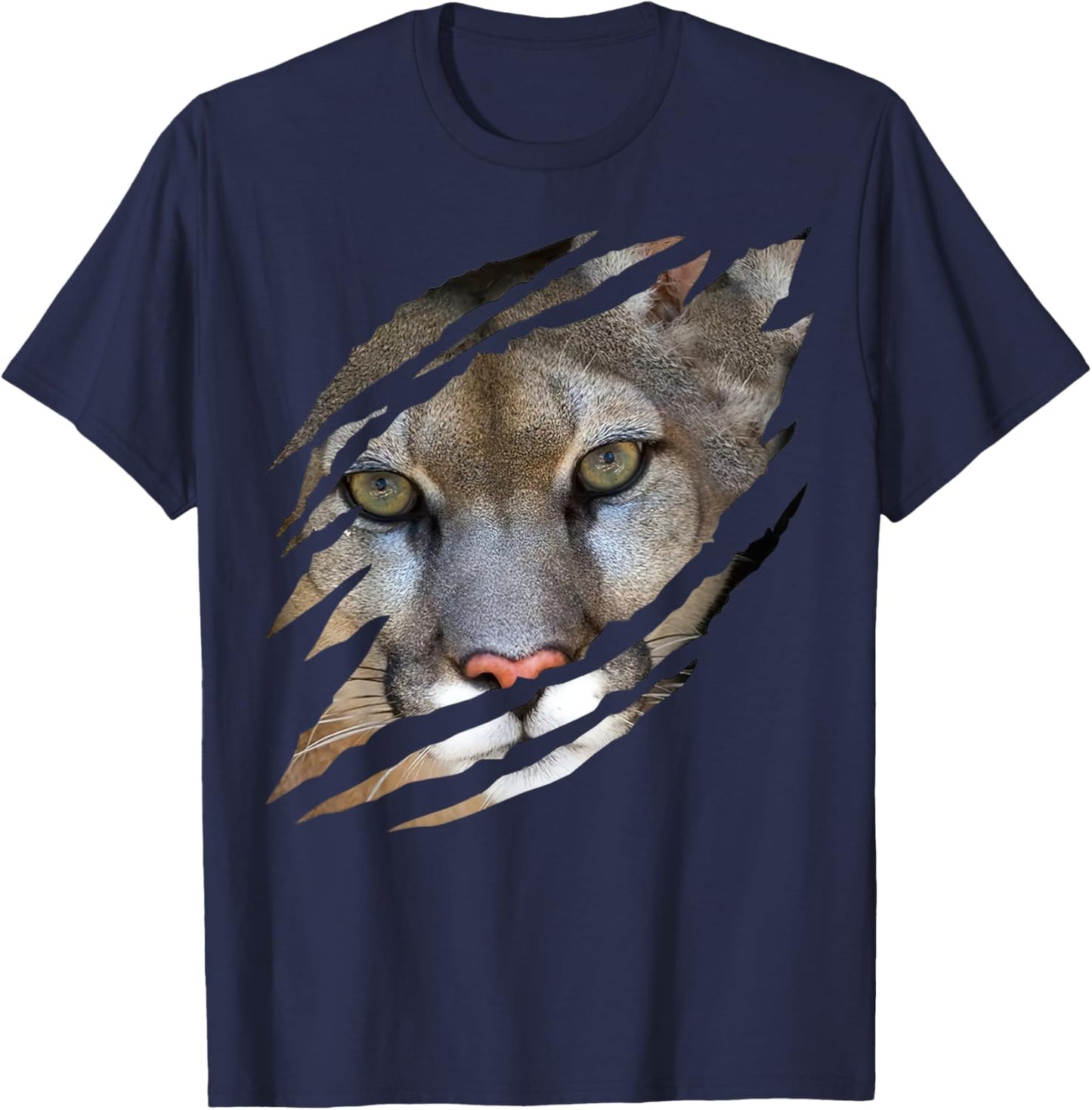 Cougar Face Cougar Claw Marks Wild Animals Lover T-Shirt - T-Shirt | Navy