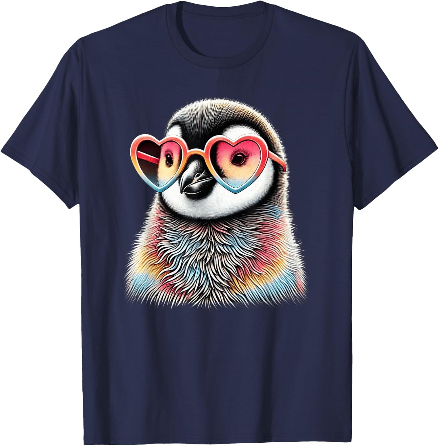 Cute Valentines Day Penguin Heart Sunglasses Boys Girls Kids T-Shirt - T-Shirt | Navy