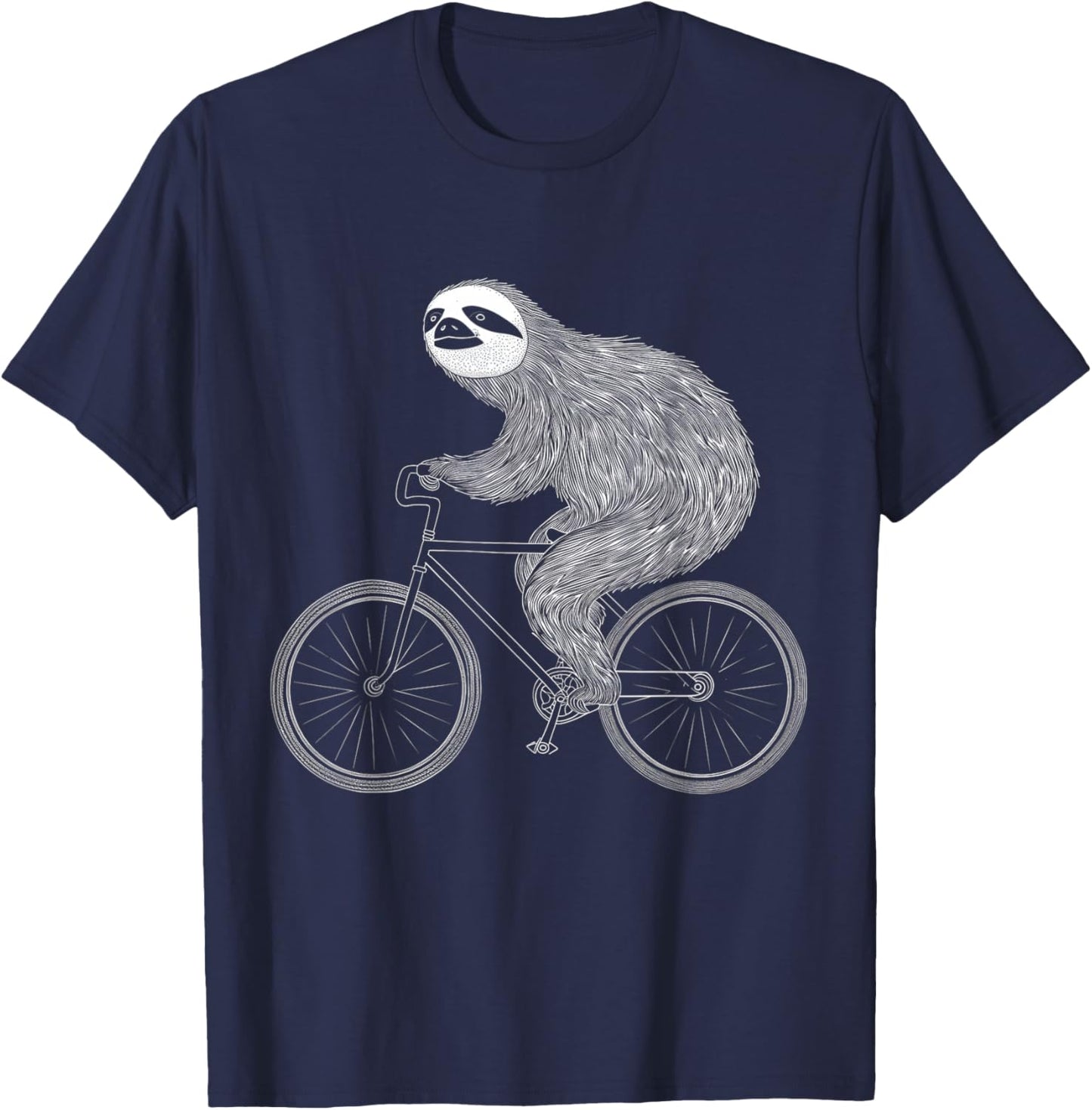 Sloth Riding Bike Funny Cycling Animal Bicycle Sloth Lover T-Shirt - T-Shirt | Navy
