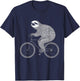 Sloth Riding Bike Funny Cycling Animal Bicycle Sloth Lover T-Shirt - T-Shirt | Navy