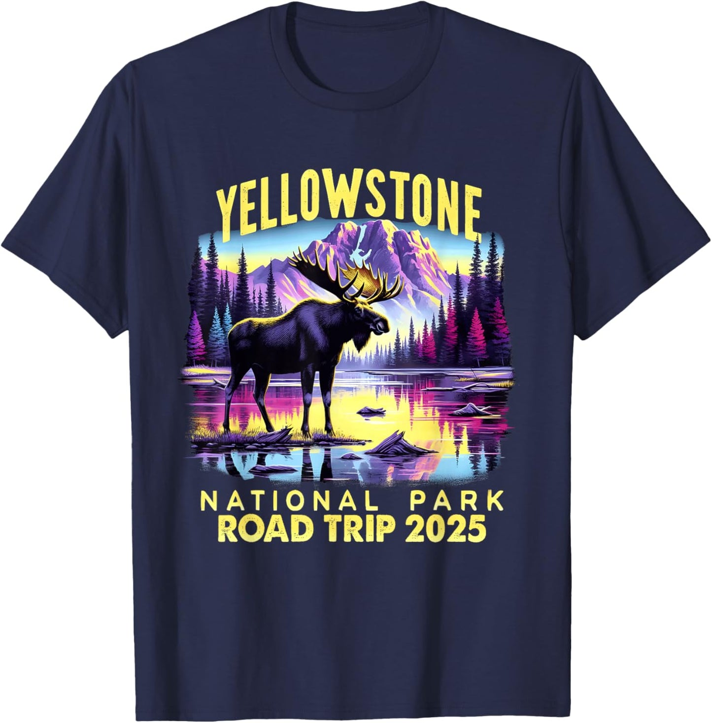 Yellowstone Road Trip 2025 Nature Adventure Souvenir Costume T-Shirt - T-Shirt | Navy