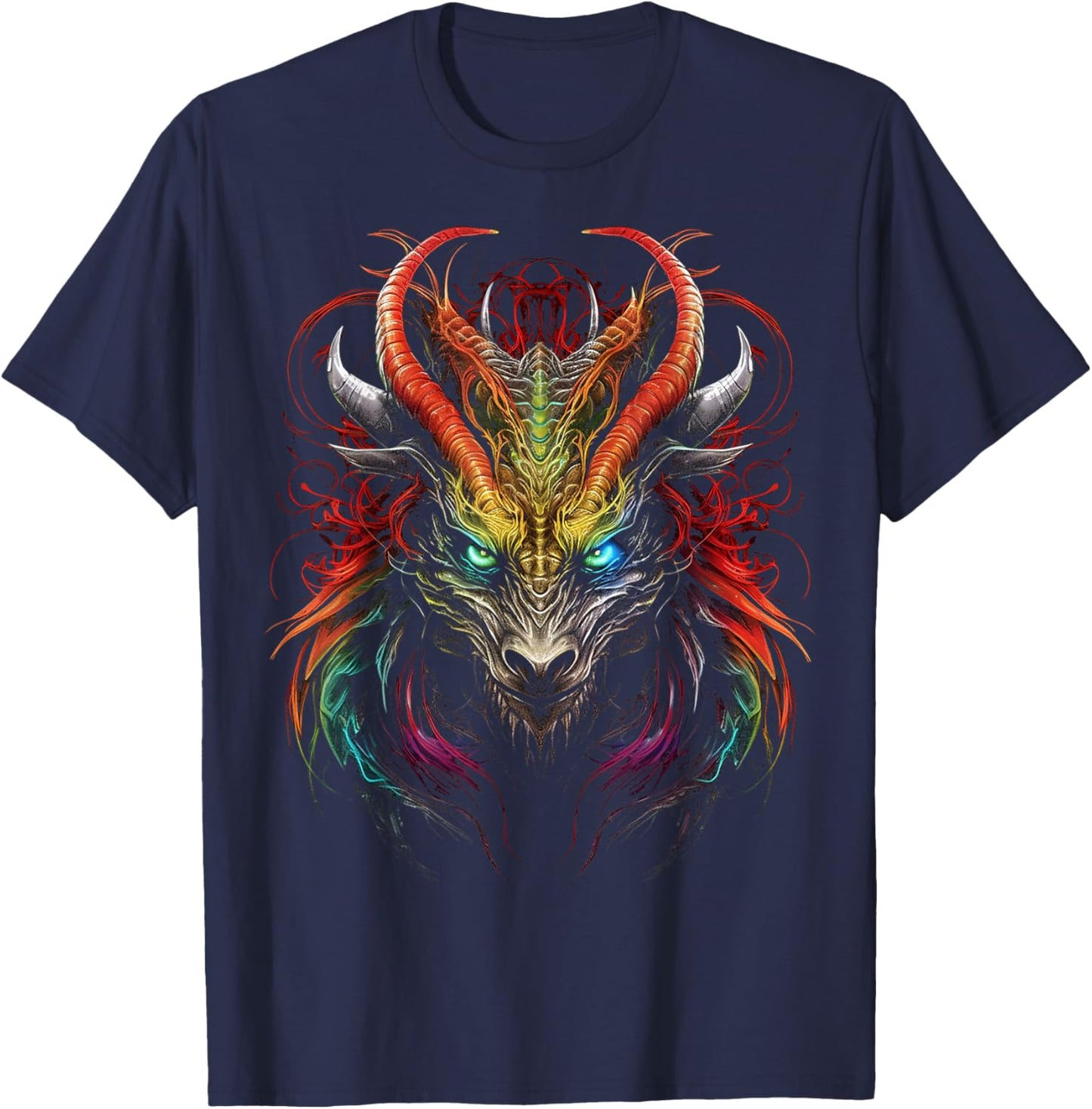 Dragon Abstract Colorful Animal Art Graphic Dragon T-Shirt - T-Shirt | Navy