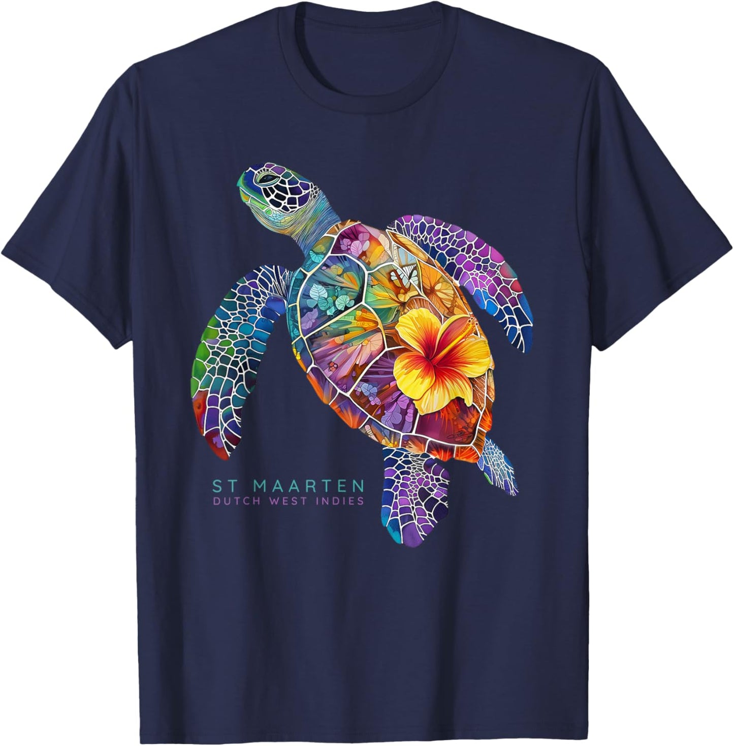 St. Maarten Sea Turtle Dutch West Indies St. Martin Vacation T-Shirt - T-Shirt | Navy