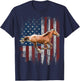 Patriotic Horse American Flag Horseback Riding Farm Gift T-Shirt - T-Shirt | Navy