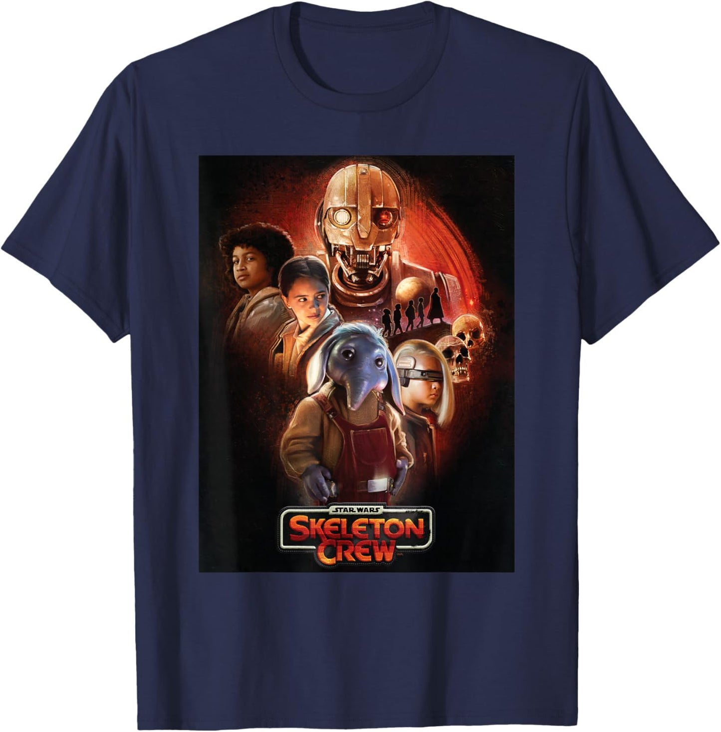 Star Wars Skeleton Crew Official Poster Art and Logo Disney+ T-Shirt - T-Shirt | Navy