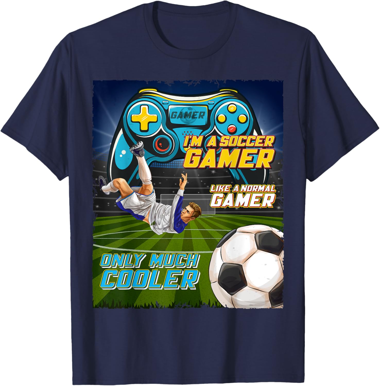 Soccer Gamer Soccer Video Games Soccer Video Gaming T-Shirt - T-Shirt | Navy
