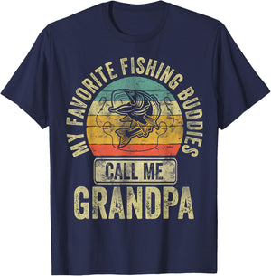 My Favorite Fishing Buddies Call Me Grandpa Shirt Fisherman T-Shirt - T-Shirt | Navy