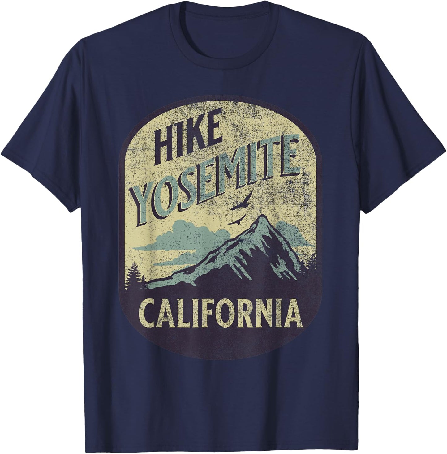 Yosemite California Nature Hike Mountain Outdoors Vintage T-Shirt - T-Shirt | Navy