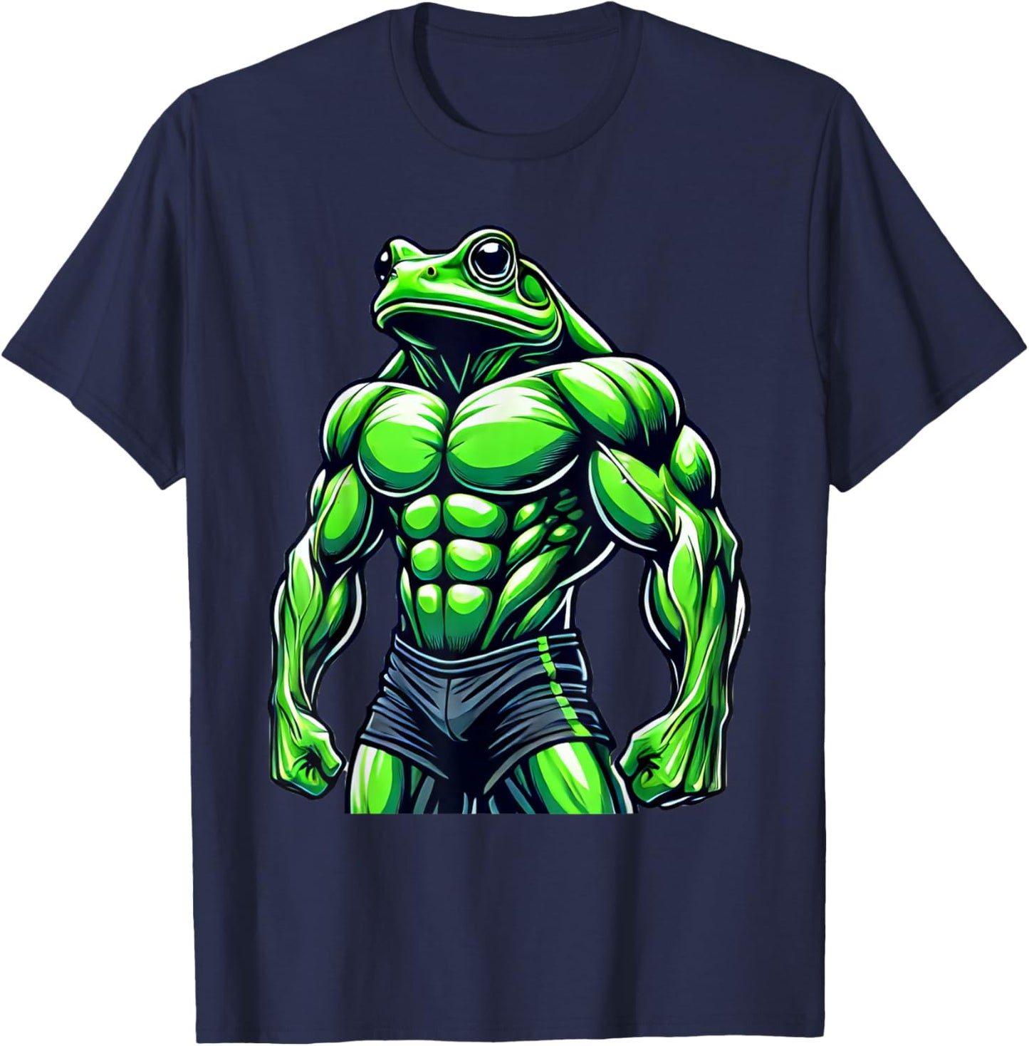 Muscular Frog Powerlifting Weightlifting Gym Workout T-Shirt - T-Shirt | Navy