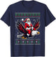 Christmas Santa Riding Eagle Ugly Christmas Sweater T-Shirt - T-Shirt | Navy