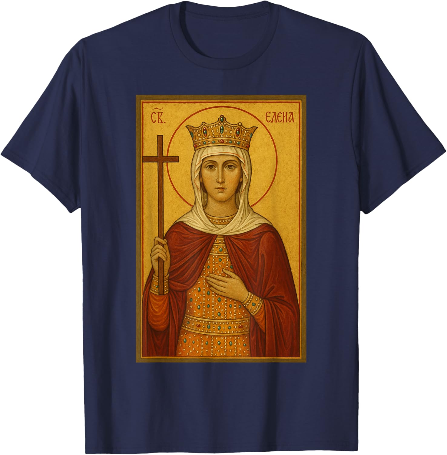Orthodox Icon of Saint Helen T-Shirt - T-Shirt | Navy