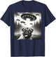 Funny Meme Pug UFO Retro Alien Pug Dog UFO Selfie Invasion T-Shirt - T-Shirt | Navy
