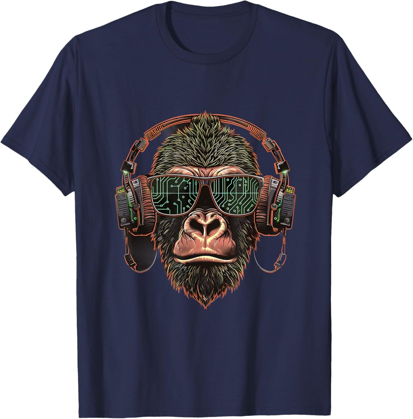 Gorilla Music DJ Beatmaker Music Headphones Techno EDM T-Shirt - T-Shirt | Navy