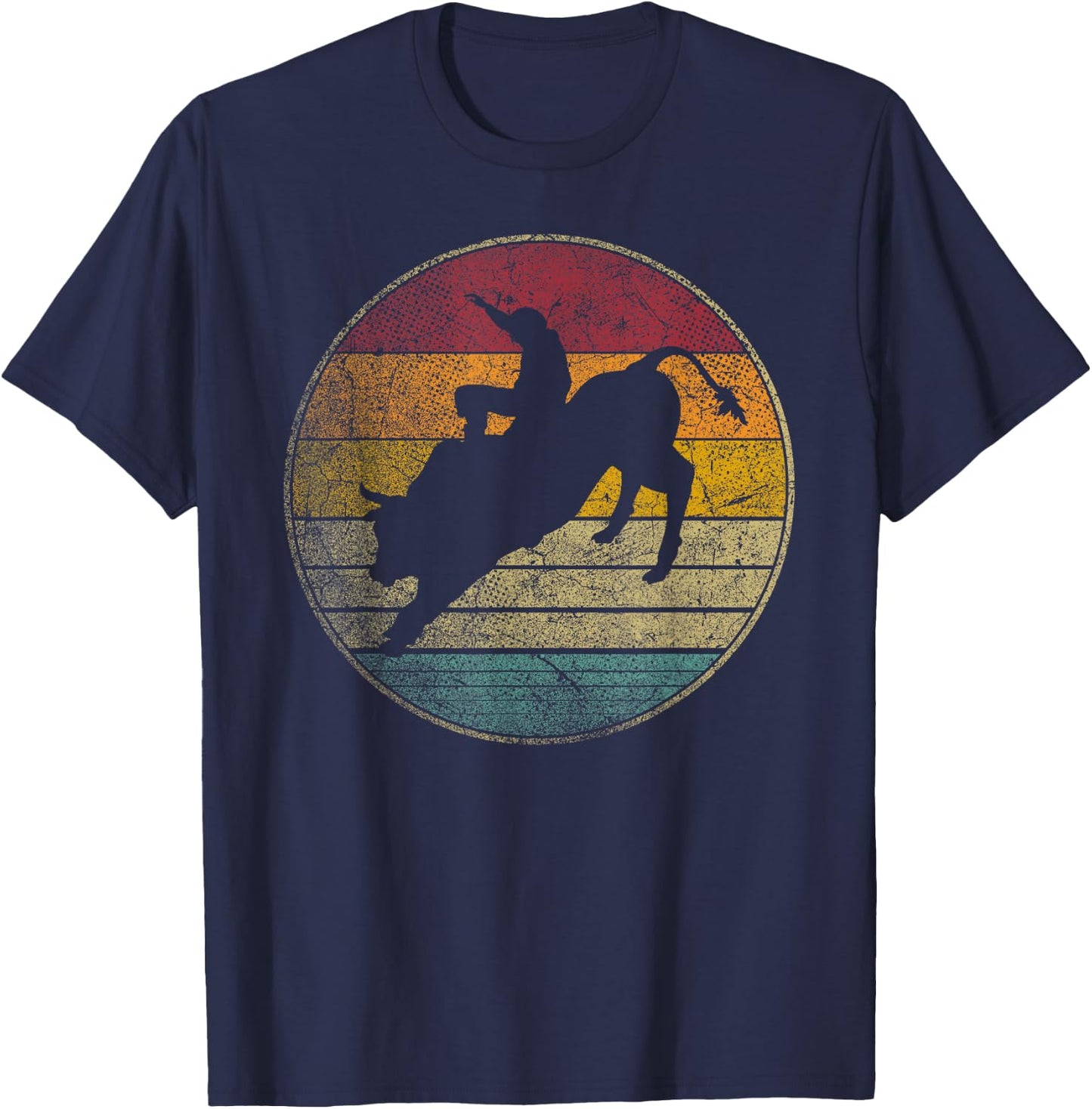 Rodeo Retro Style Bull Riding Cowboy Horse Men Women Kids T-Shirt - T-Shirt | Navy