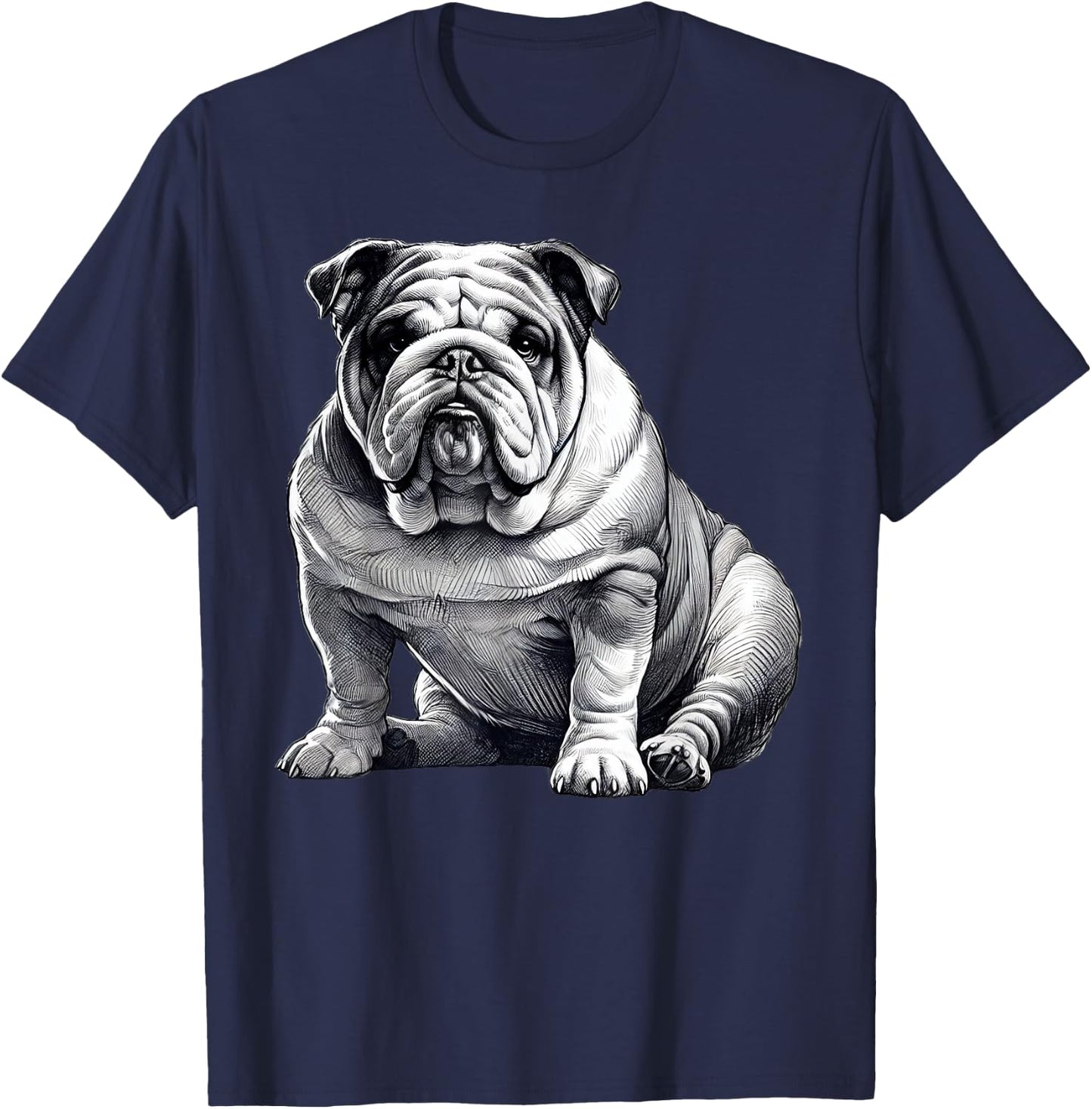 Dog English Bulldog Art T-Shirt - T-Shirt | Navy
