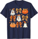 Funny Halloween Fall Coquette Bow Pumpkin Cute Ghost Costume T-Shirt - T-Shirt | Navy