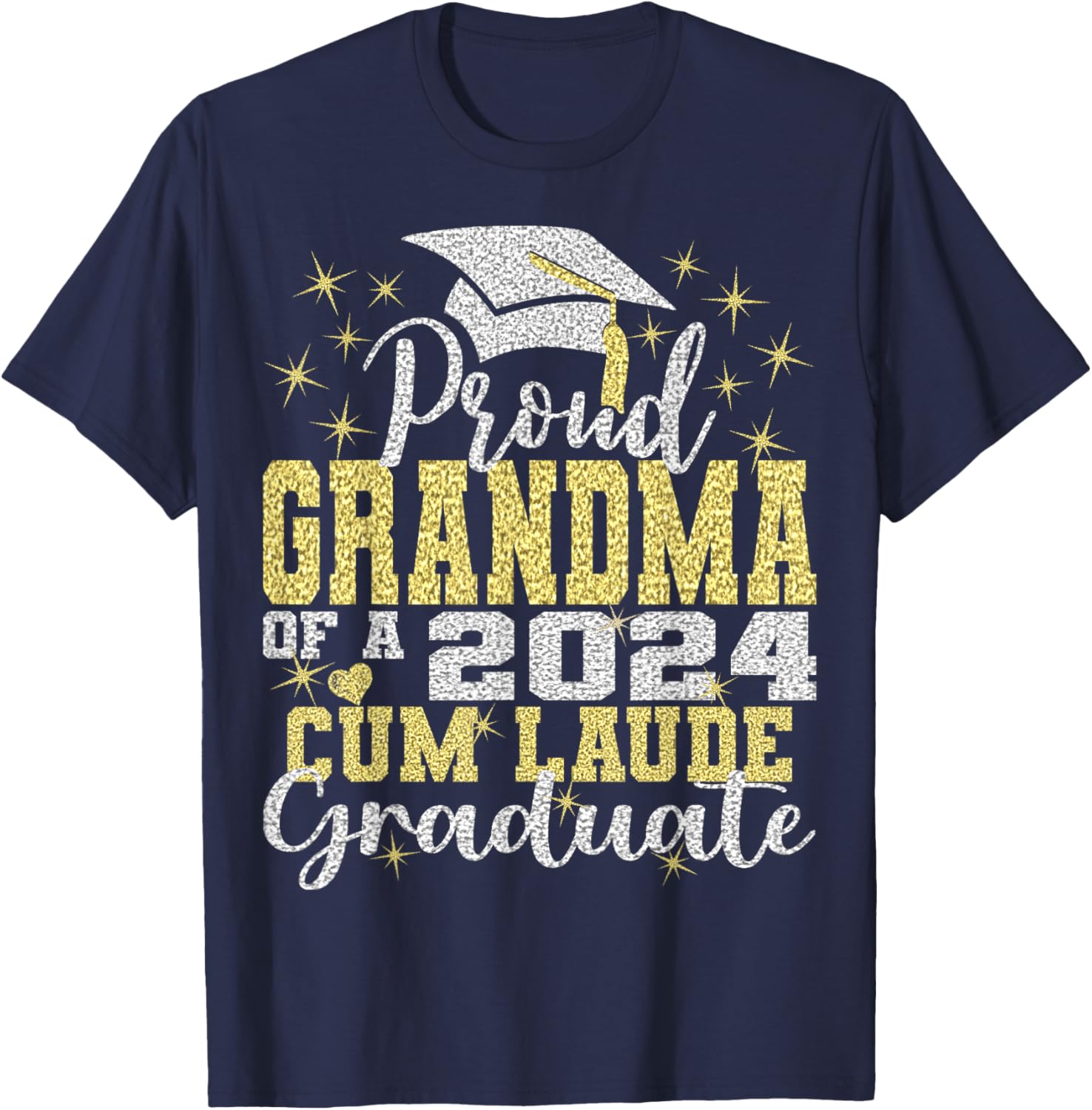 Proud Grandma of 2024 Cum Laude Graduate Class of 2024 T-Shirt - T-Shirt | Navy