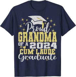 Proud Grandma of 2024 Cum Laude Graduate Class of 2024 T-Shirt - T-Shirt | Navy