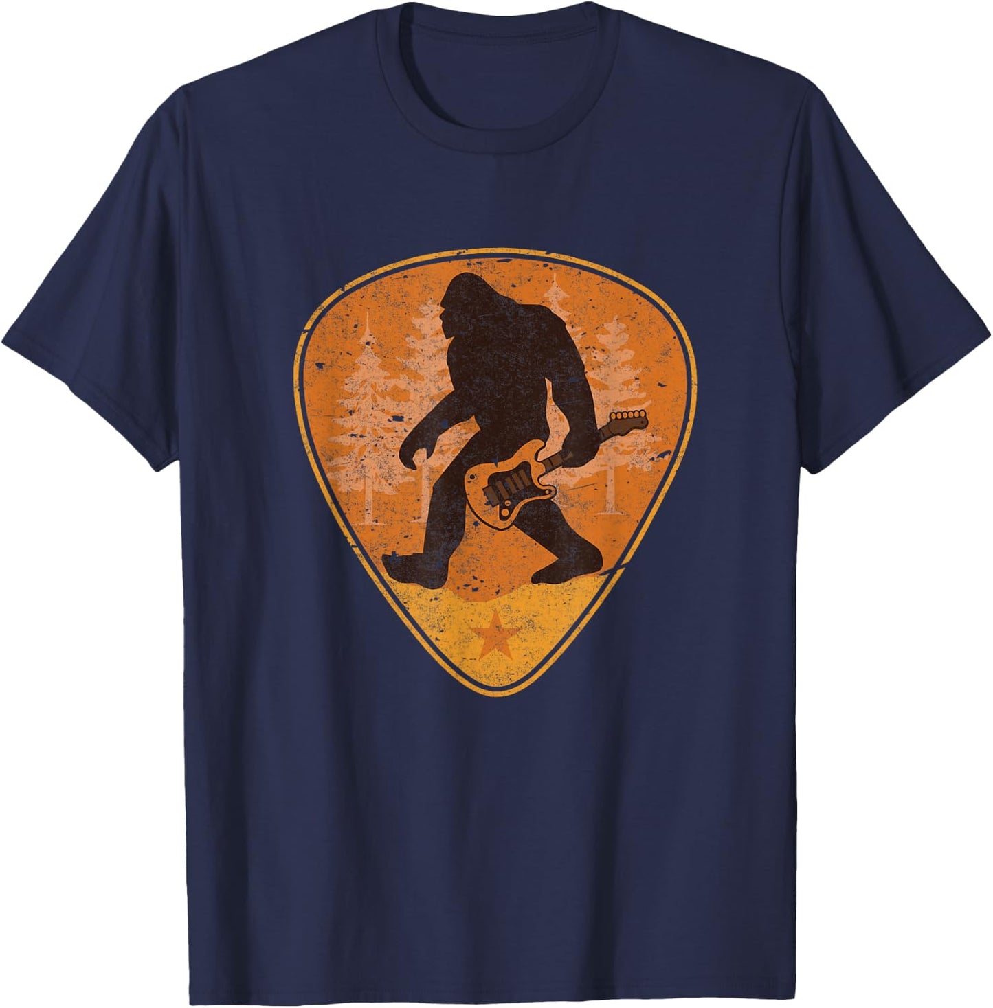 Bigfoot Guitar Sasquatch Yeti Shirt Guitarist Music Men T-Shirt - T-Shirt | Navy