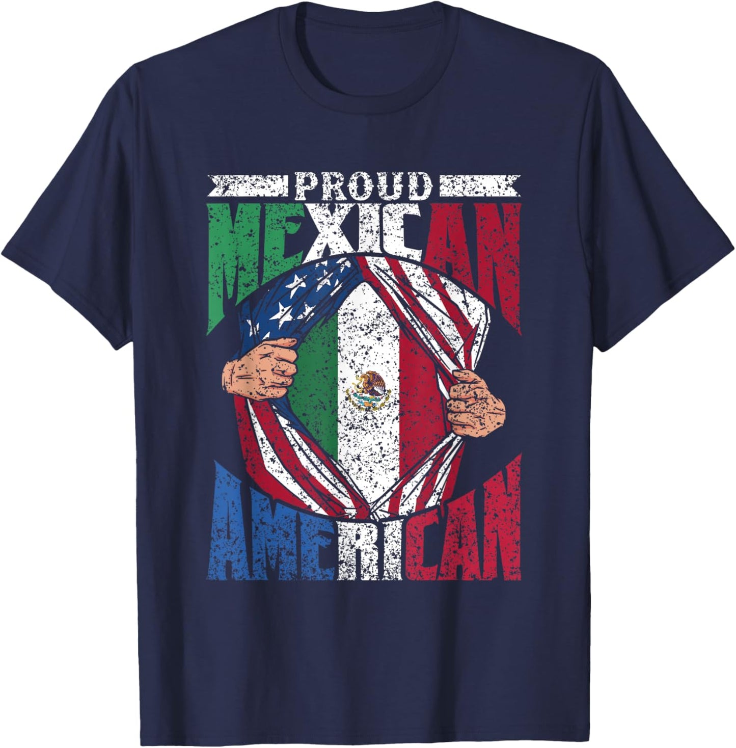 Proud Mexican American Us Mexican American T-Shirt - T-Shirt | Navy