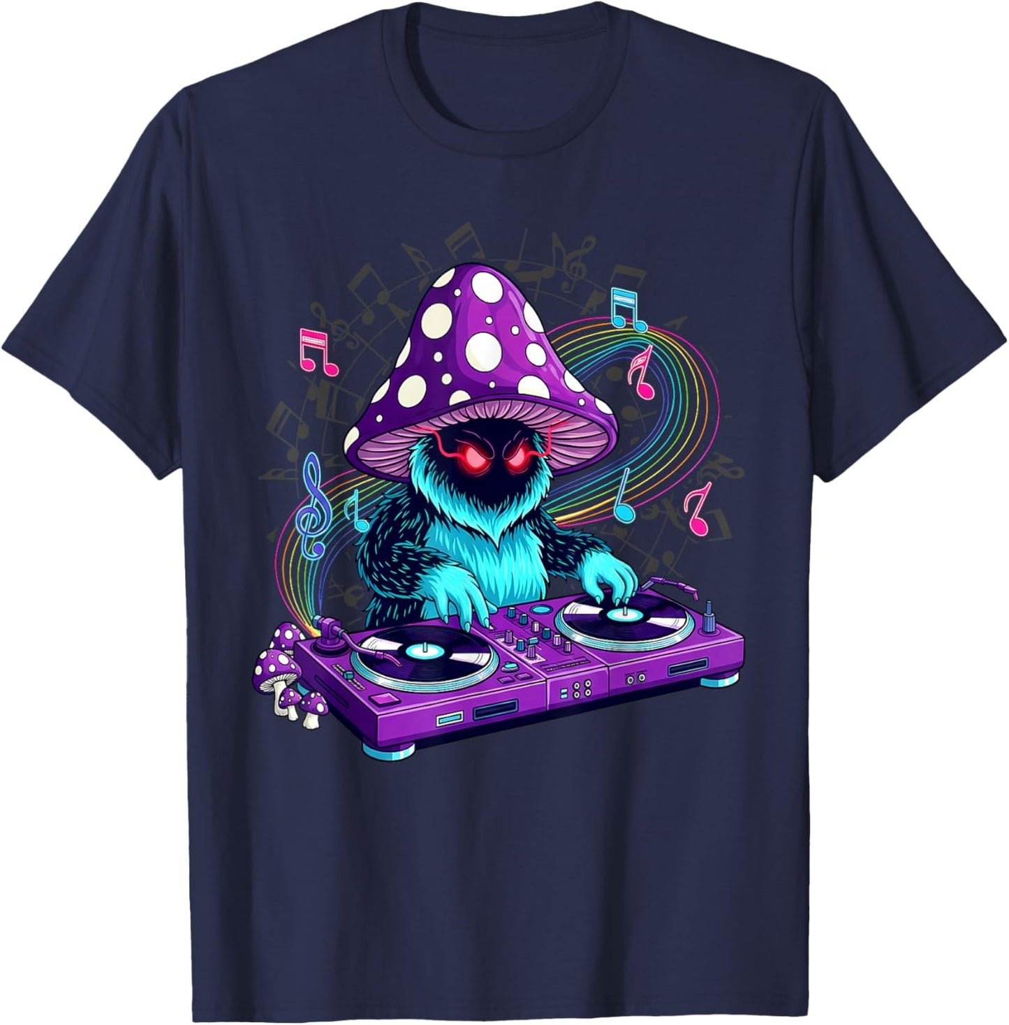 EDM Rave Outfits Festival Electronic Music Graphic Trippy DJ T-Shirt - T-Shirt | Navy