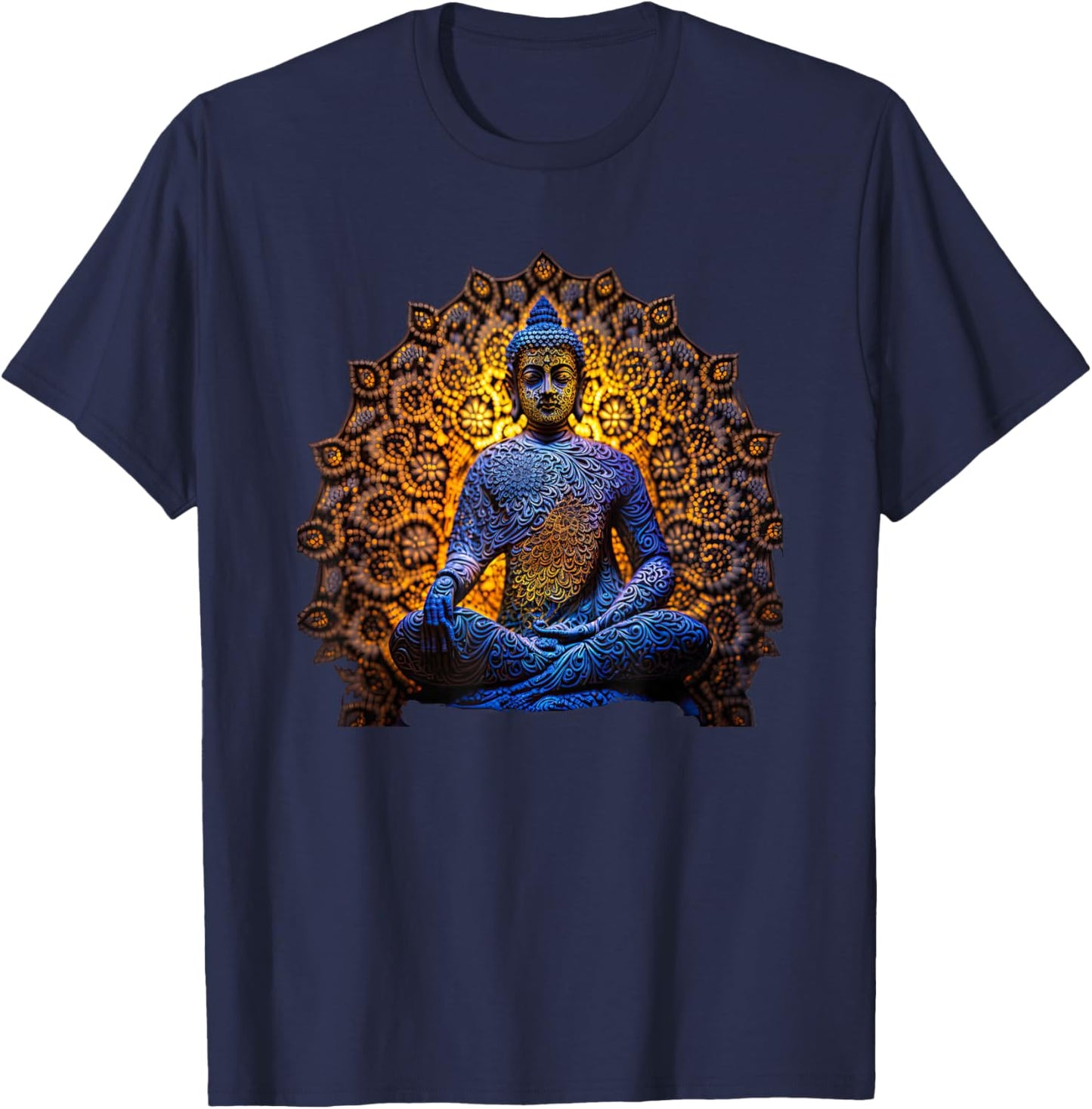 Buddha Statue Yoga Buddhist Zen Buddhism Meditation T-Shirt - T-Shirt | Navy