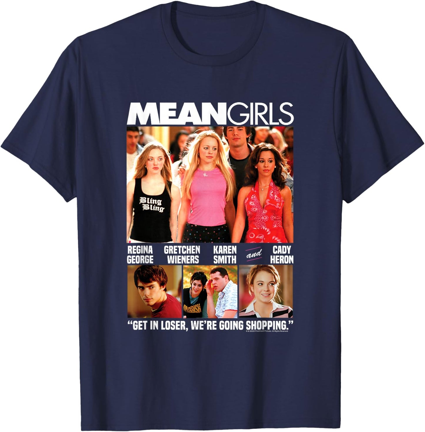 Mean Girls Movie Poster Photo Collage Y2K Movie T-Shirt - T-Shirt | Navy