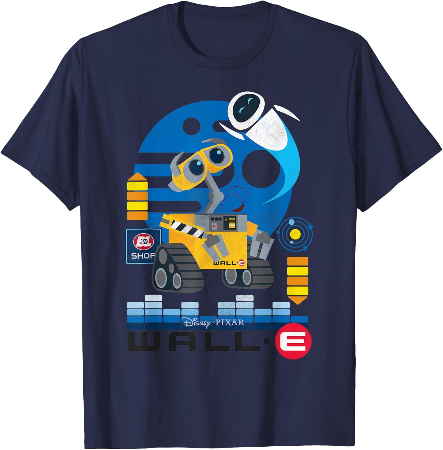 Disney Pixar Wall-E and EVE Distressed Friendship Portrait Small T-Shirt - T-Shirt | Navy