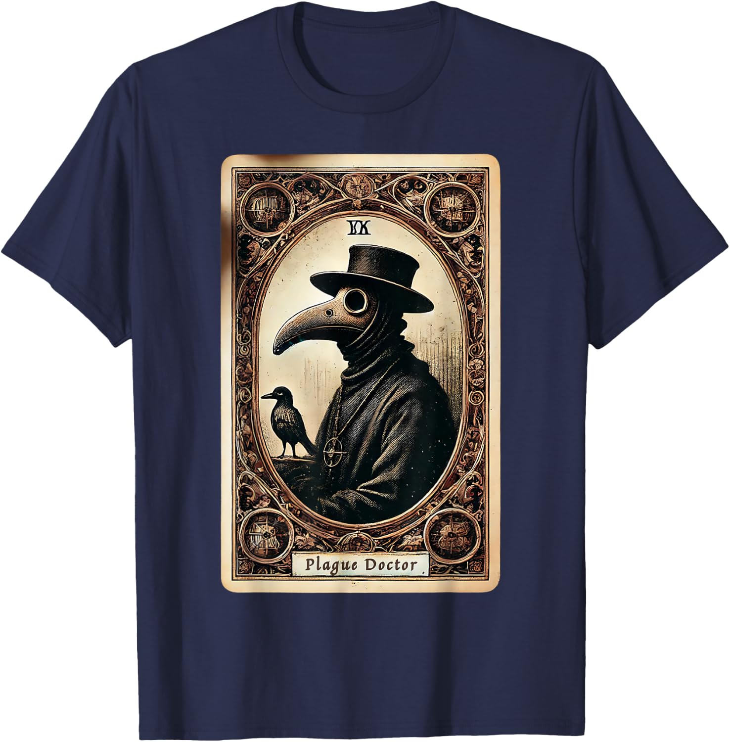 Plague Doctor Tarot Card Shirt Horror Death Occult Satanic T-Shirt - T-Shirt | Navy
