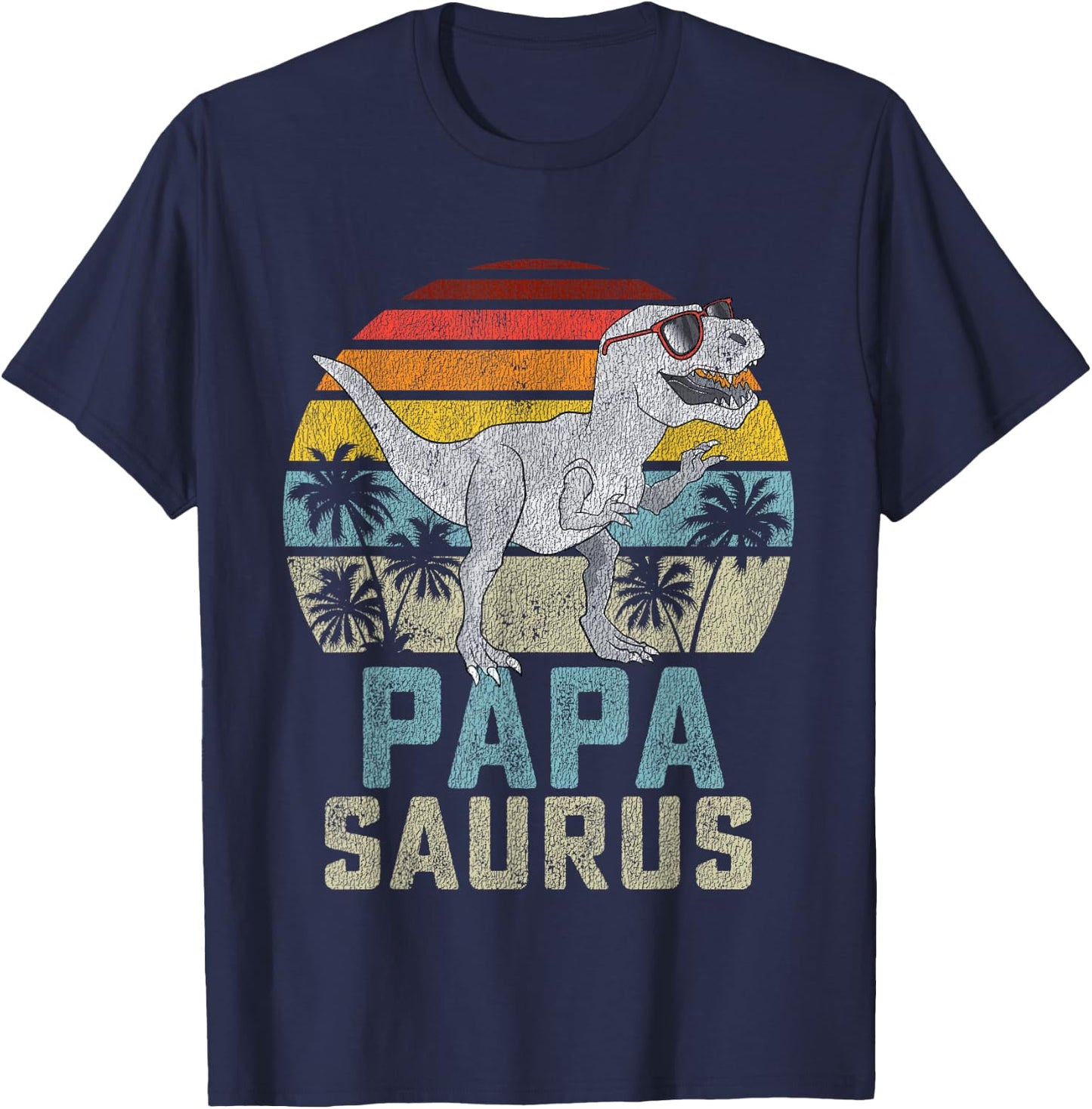 Papasaurus T Rex Dinosaur Papa Saurus Family Matching T-Shirt - T-Shirt | Navy