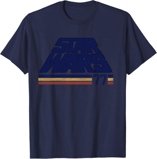 Star Wars '77 Retro Stripe Logo T-Shirt - T-Shirt | Navy