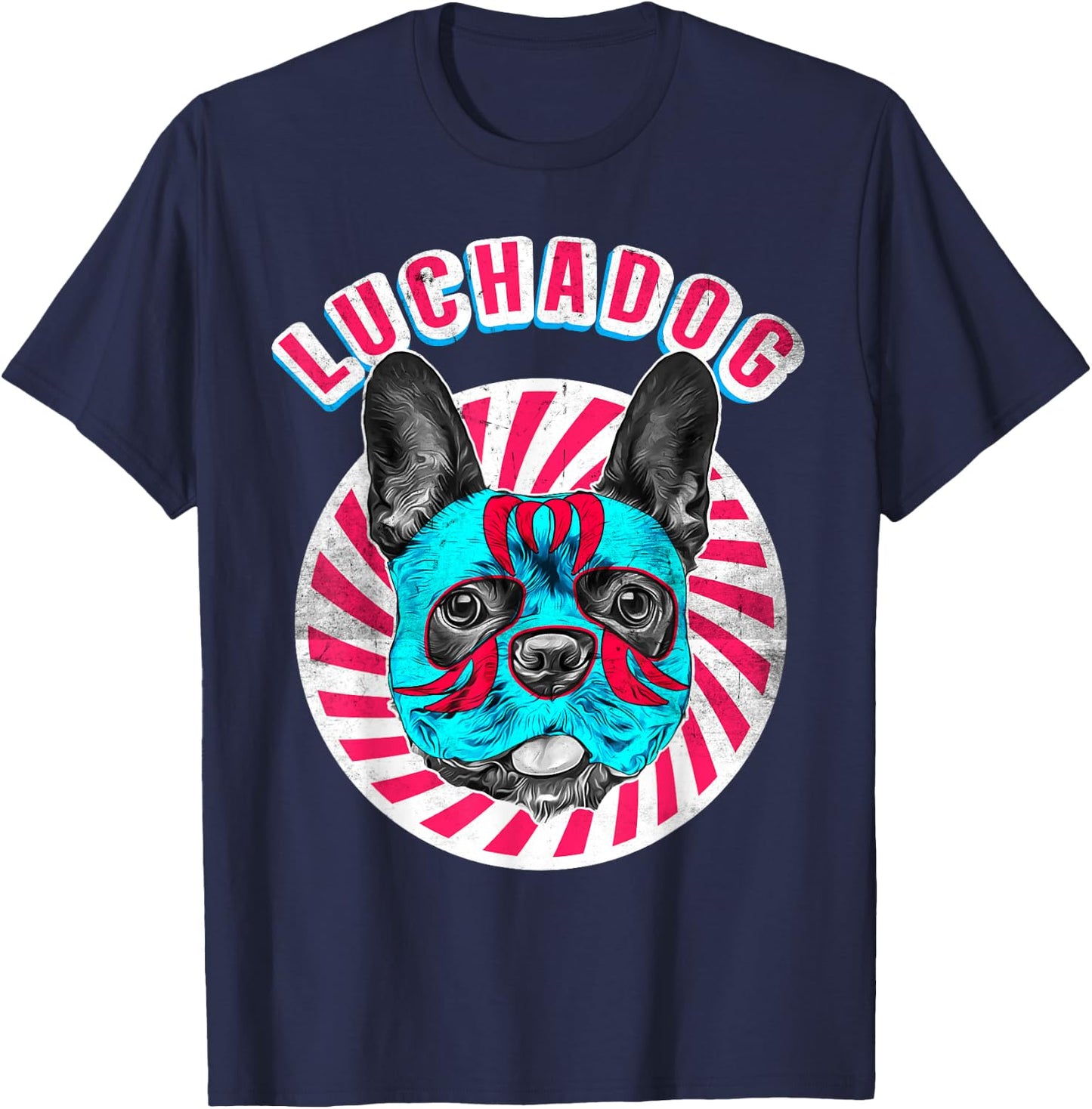 Luchadog Mexican Wrestling - Lucha Luchador Dog Wears Mask T-Shirt - T-Shirt | Navy